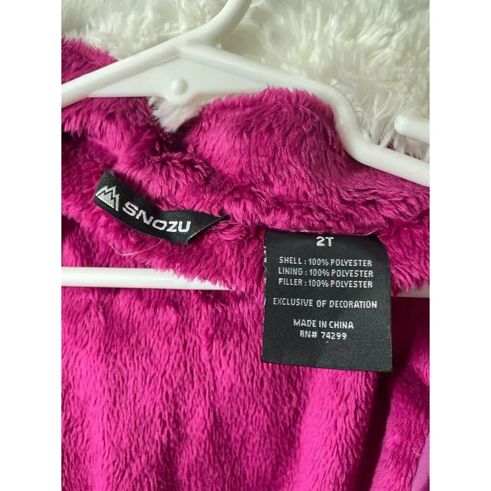 Snozu Girls Snow Jacket Size 2T Ombré Purple Pink Hood Faux Fur